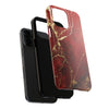 Elegant Red with Gold Veins Tough Phone Case