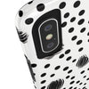 Trendy Tough Phone Case with Black Polka Dots