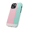 Stylish Tough Phone Case - Pastel Pink and Mint Design