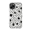 Trendy Tough Phone Case with Black Polka Dots