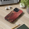 Elegant Red with Gold Veins Tough Phone Case