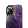 Elegant Purple Marble Tough Phone Case with Gold Accents