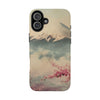 Mountain Blossom Tough Phone Case - Durable Phone Protector with Cherry Blossom and Scenic Design