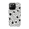 Trendy Tough Phone Case with Black Polka Dots