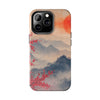 Elegant Cherry Blossom Phone Case - Tough Protection with Scenic Mountain Design