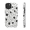 Trendy Tough Phone Case with Black Polka Dots