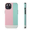 Stylish Tough Phone Case - Pastel Pink and Mint Design