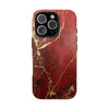 Elegant Red with Gold Veins Tough Phone Case