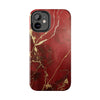 Elegant Red with Gold Veins Tough Phone Case