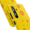 Cheerful Cheese Pattern Tough Phone Case - Vibrant Yellow with Orange Dots