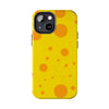 Cheerful Cheese Pattern Tough Phone Case - Vibrant Yellow with Orange Dots