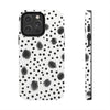 Trendy Tough Phone Case with Black Polka Dots