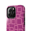 Vibrant Pink Geometric Tough Phone Case - Stylish and Durable Protection