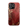 Elegant Red with Gold Veins Tough Phone Case