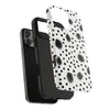 Trendy Tough Phone Case with Black Polka Dots