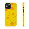 Cheerful Cheese Pattern Tough Phone Case - Vibrant Yellow with Orange Dots