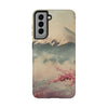 Mountain Blossom Tough Phone Case - Durable Phone Protector with Cherry Blossom and Scenic Design