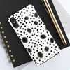 Trendy Tough Phone Case with Black Polka Dots