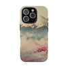 Mountain Blossom Tough Phone Case - Durable Phone Protector with Cherry Blossom and Scenic Design