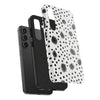 Trendy Tough Phone Case with Black Polka Dots