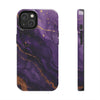 Elegant Purple Marble Tough Phone Case with Gold Accents