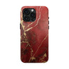 Elegant Red with Gold Veins Tough Phone Case