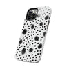 Trendy Tough Phone Case with Black Polka Dots