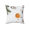 Festive Spun Polyester Square Pillow with Winter Citrus Design