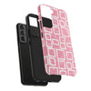 Chic Floral Tough Phone Case - Stylish Pink Frame Design