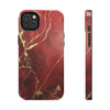 Elegant Red with Gold Veins Tough Phone Case