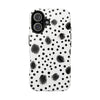 Trendy Tough Phone Case with Black Polka Dots