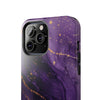 Elegant Purple Marble Tough Phone Case with Gold Accents