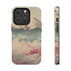 Mountain Blossom Tough Phone Case - Durable Phone Protector with Cherry Blossom and Scenic Design