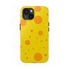 Cheerful Cheese Pattern Tough Phone Case - Vibrant Yellow with Orange Dots