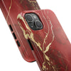 Elegant Red with Gold Veins Tough Phone Case