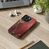 Elegant Red with Gold Veins Tough Phone Case