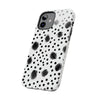 Trendy Tough Phone Case with Black Polka Dots