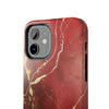 Elegant Red with Gold Veins Tough Phone Case