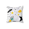 Modern Geometric Decorative Pillow - Abstract Design in Black, Yellow, and Blue