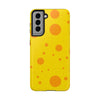 Cheerful Cheese Pattern Tough Phone Case - Vibrant Yellow with Orange Dots