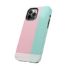 Stylish Tough Phone Case - Pastel Pink and Mint Design