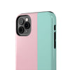 Stylish Tough Phone Case - Pastel Pink and Mint Design