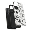 Trendy Tough Phone Case with Black Polka Dots