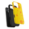 Cheerful Cheese Pattern Tough Phone Case - Vibrant Yellow with Orange Dots