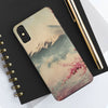 Mountain Blossom Tough Phone Case - Durable Phone Protector with Cherry Blossom and Scenic Design