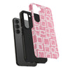 Chic Floral Tough Phone Case - Stylish Pink Frame Design