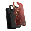 Elegant Red with Gold Veins Tough Phone Case