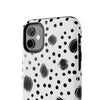 Trendy Tough Phone Case with Black Polka Dots