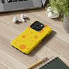 Cheerful Cheese Pattern Tough Phone Case - Vibrant Yellow with Orange Dots