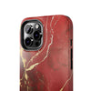 Elegant Red with Gold Veins Tough Phone Case